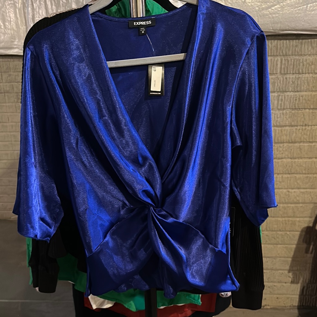 Express Blue Satin Blouse
